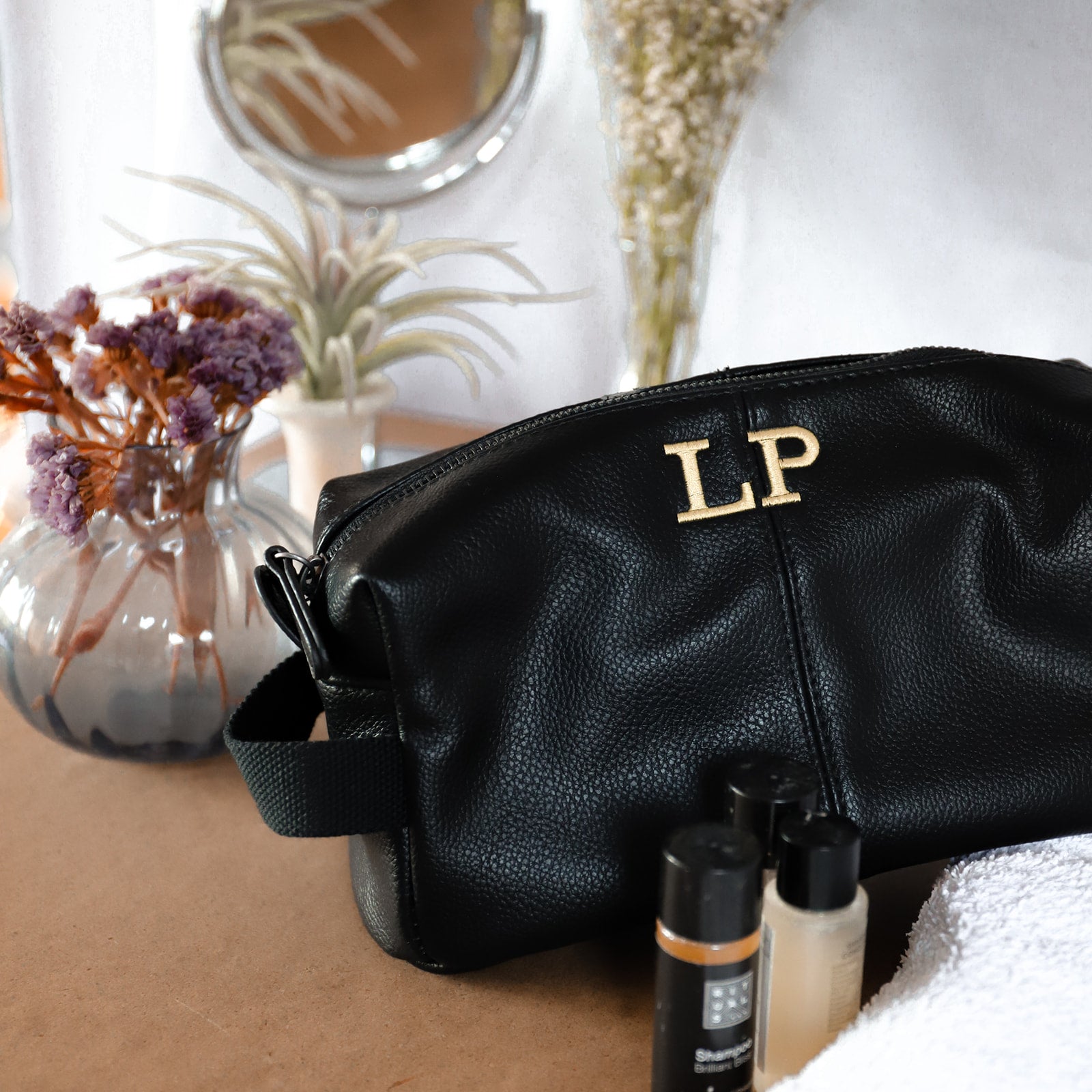 Toiletry Bag, Black, Personalised