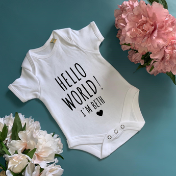 Hello World Baby Bodysuit - TreasurePersonalisedGifts