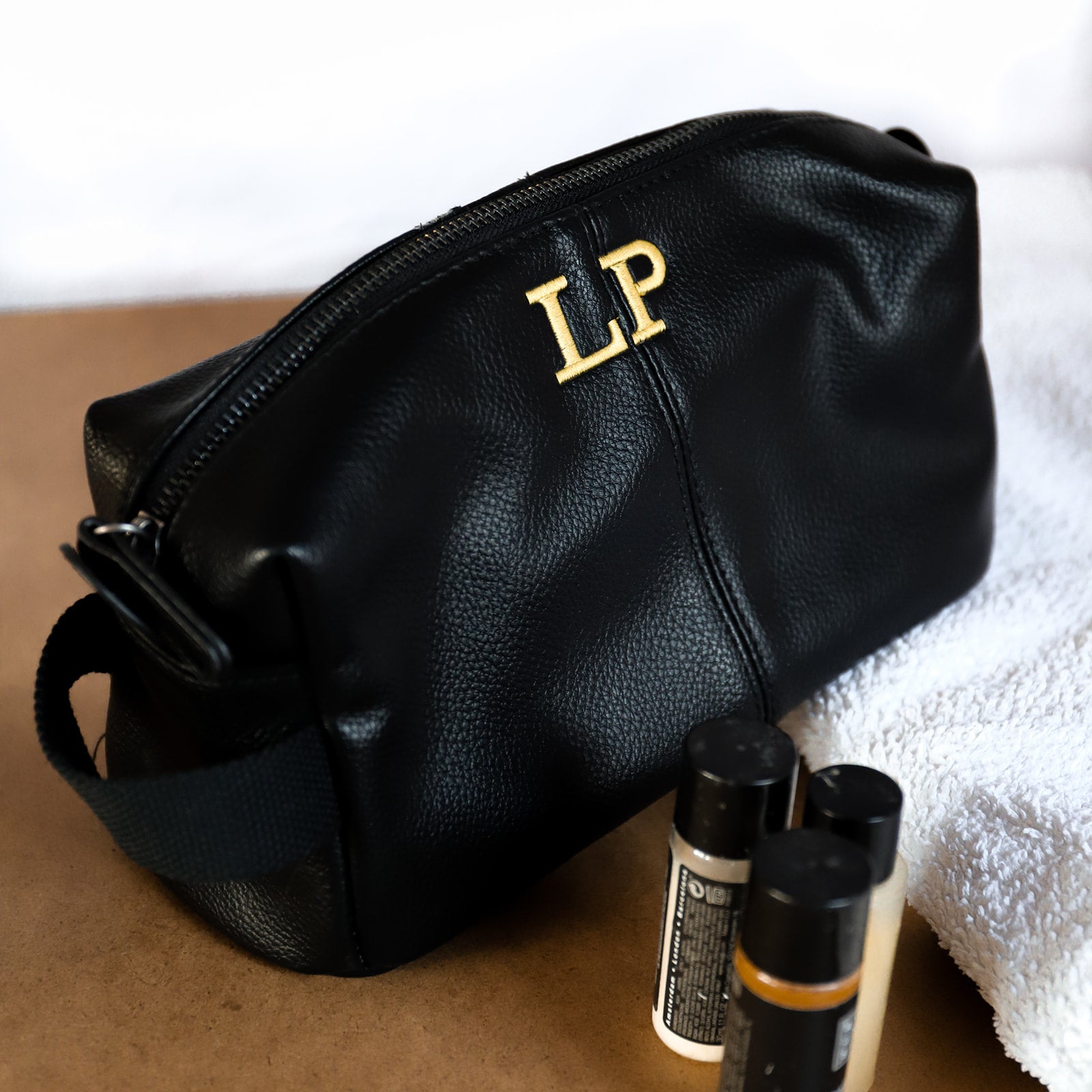 Toiletry Bag, Black, Personalised