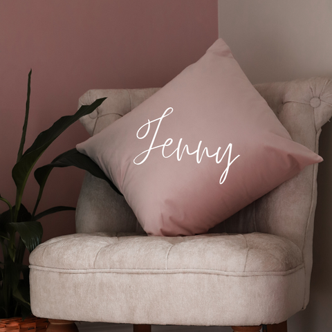 Light Pink Velvet Cushion, Personalised Cushion