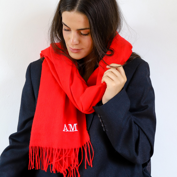 Red Pashmina Scarf, Personalised Scarf, Personalised Red Scarf 